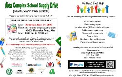 Flyer for Aiea Complex School Supply Drive